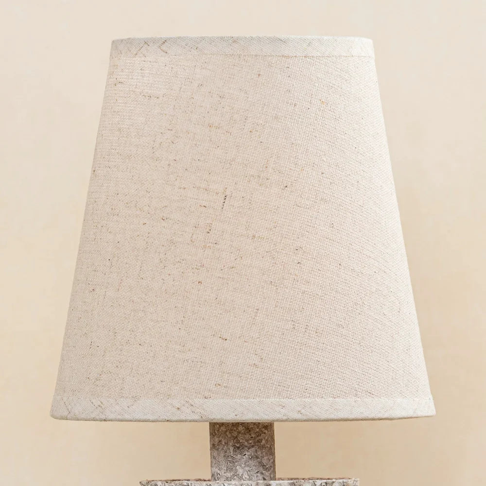 Farmhouse Antique White Wood Base Fabric Table Lamp - 5.8-in W x 12.6-in H