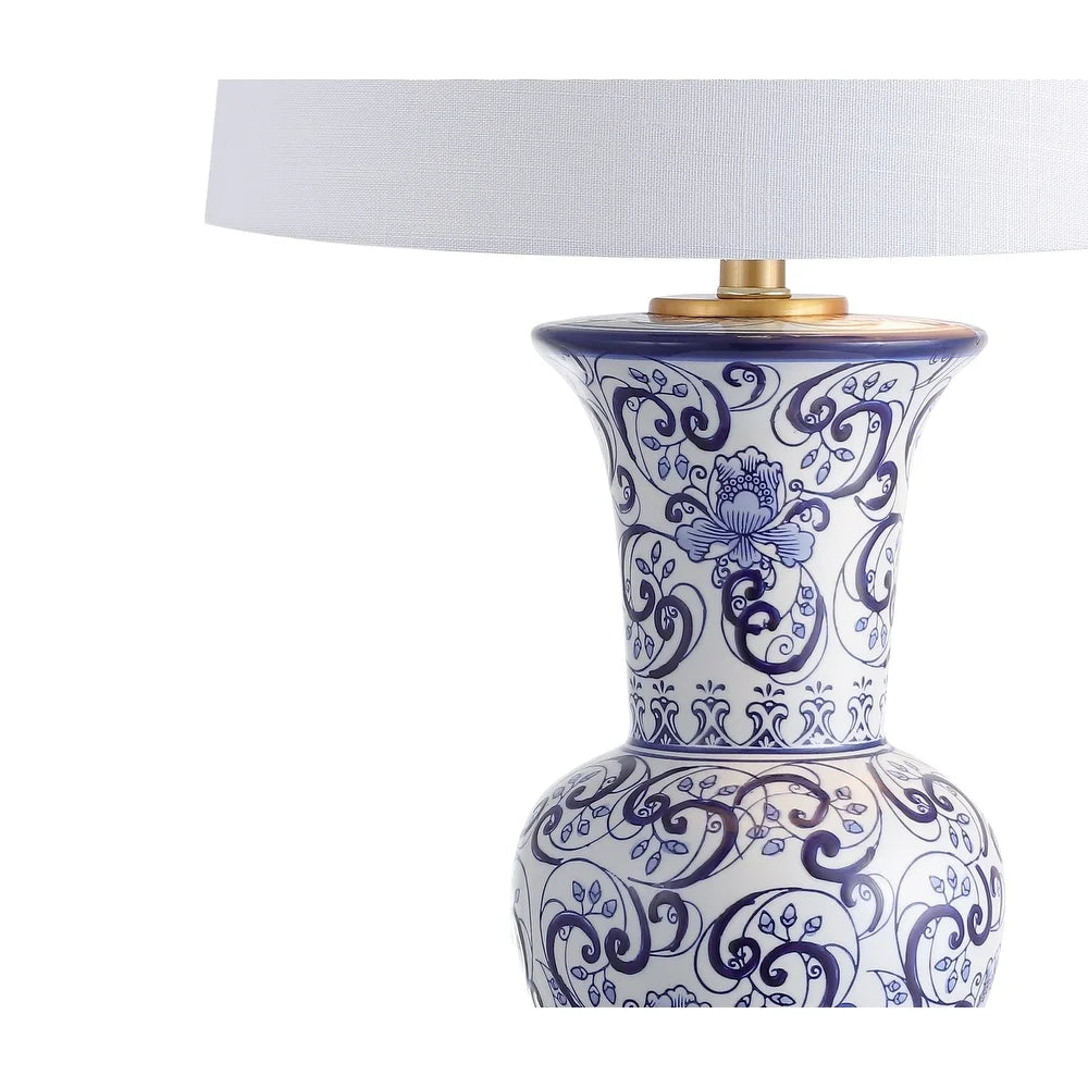 Faye 28.5" Chinoiserie LED Table Lamp, Blue/White