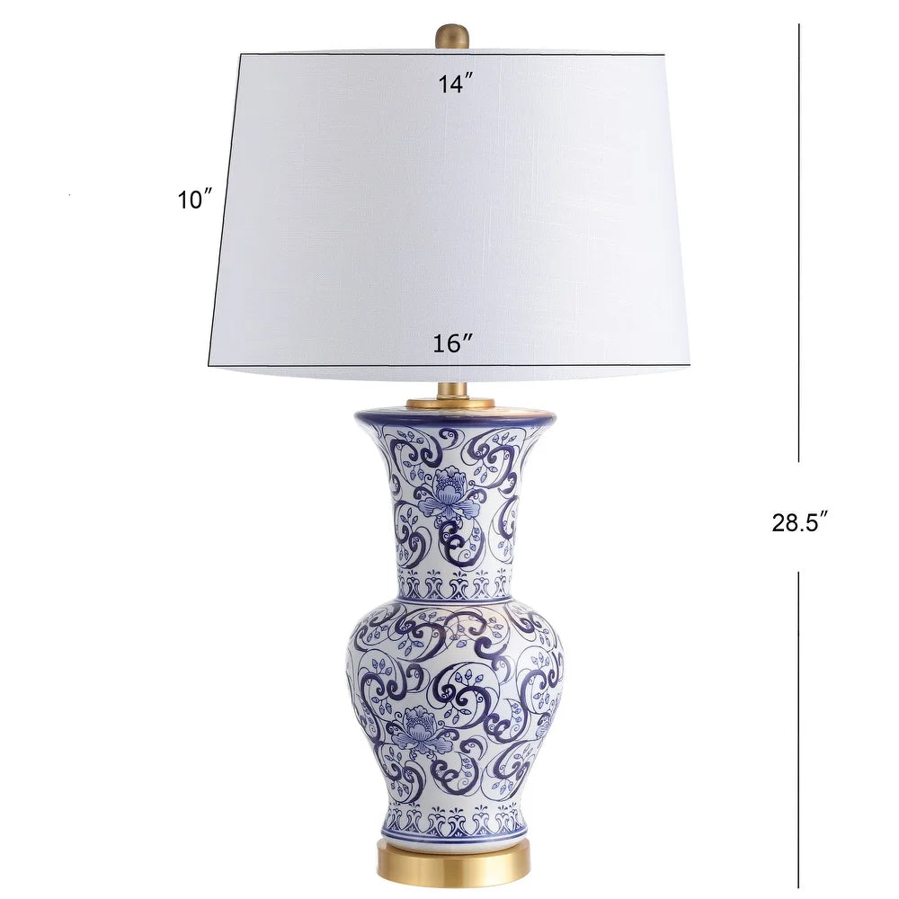 Faye 28.5" Chinoiserie LED Table Lamp, Blue/White