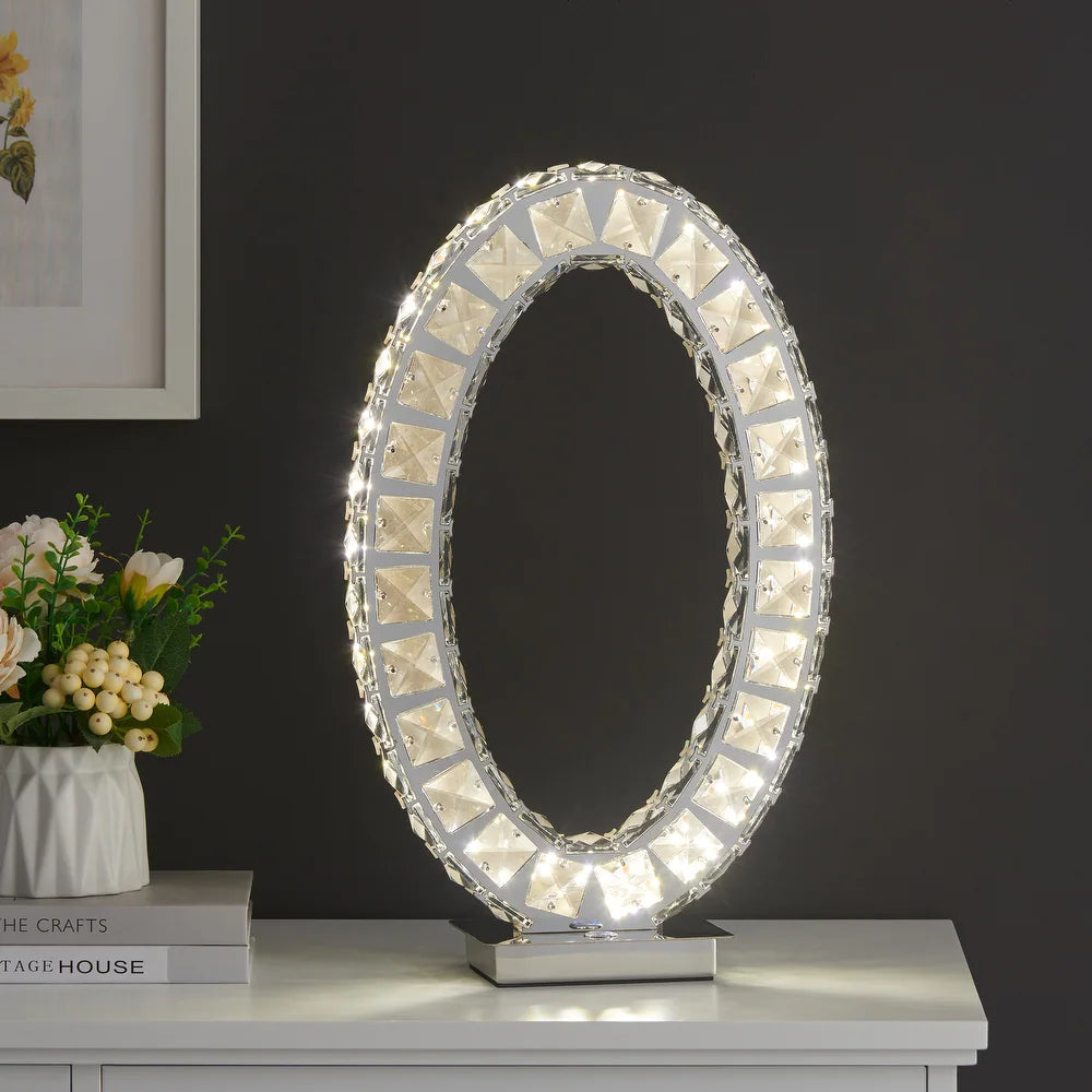 Finesse Decor Oval Crystal Extravaganza Table Lamp // Led Strip - Oval Shape