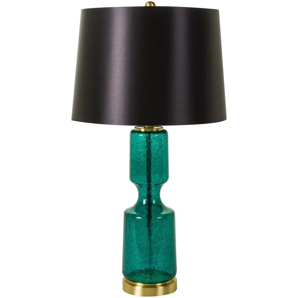 Flori Teal Mercury Glass Table Lamp with Black Shade - 30"H x 15"W x 15"D