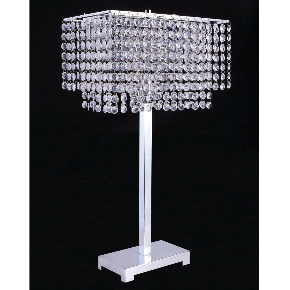 Furniture of America Daye Glam Silver Metal Crystals Table Lamp
