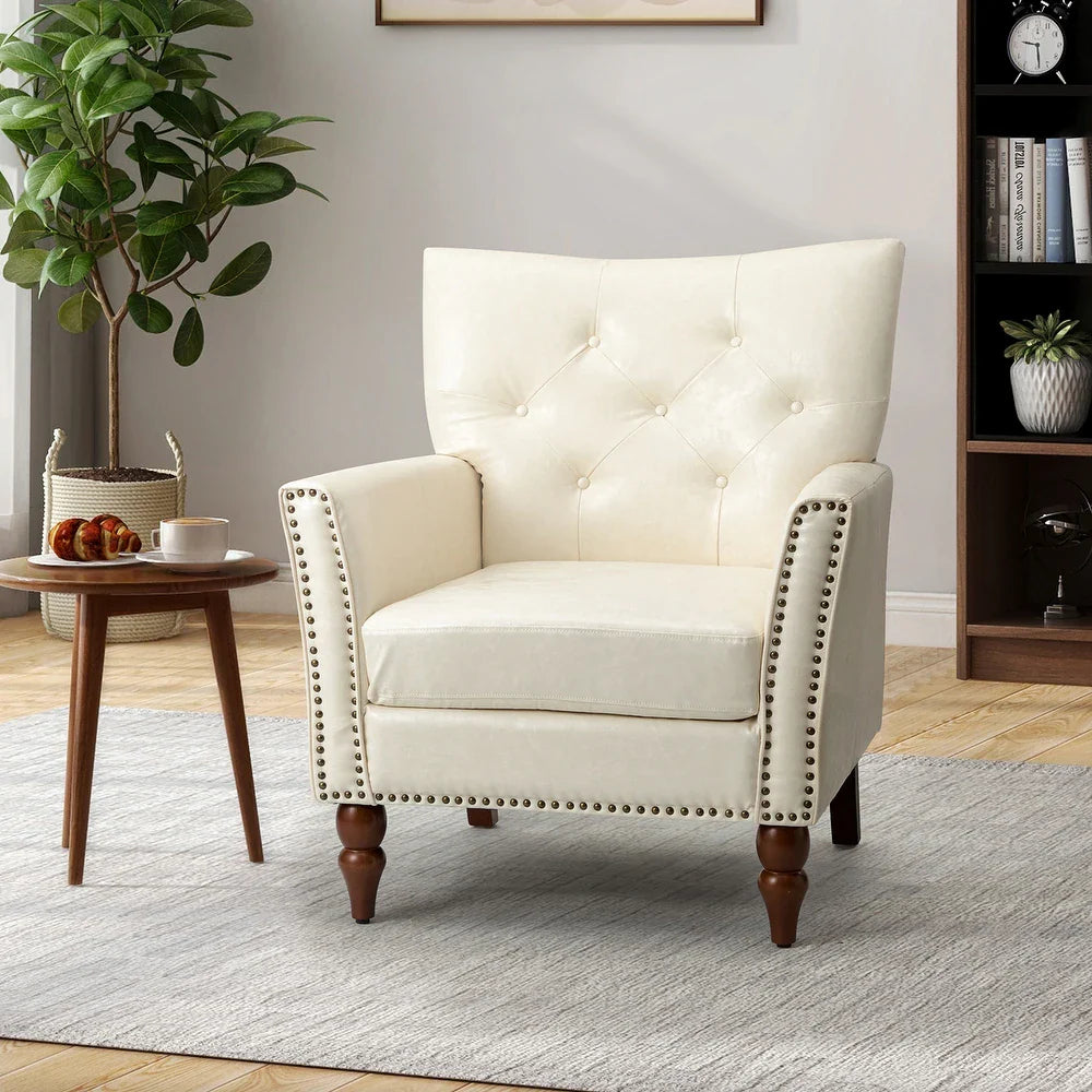 Gabriel Mid-Century Modern Upholstered Armchair with Solid Wood Legs