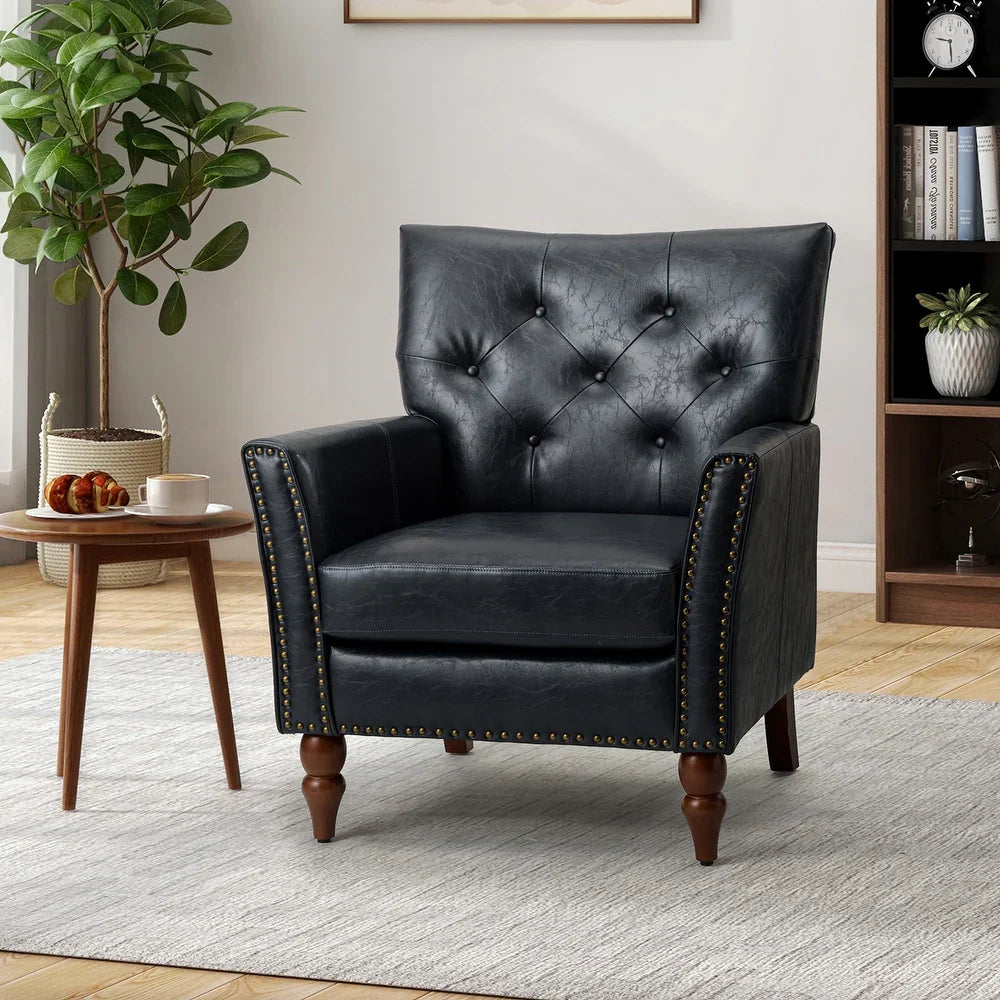 Gabriel Mid-Century Modern Upholstered Armchair with Solid Wood Legs