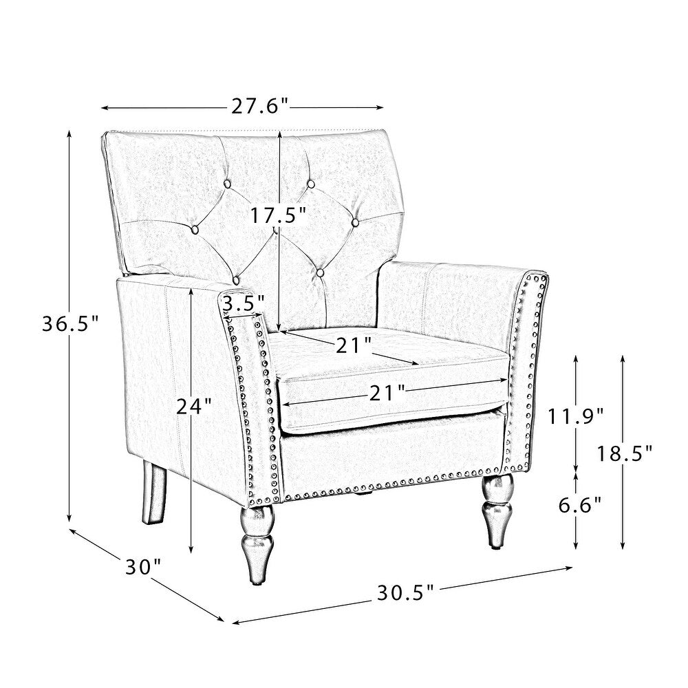 Gabriel Mid-Century Modern Upholstered Armchair with Solid Wood Legs