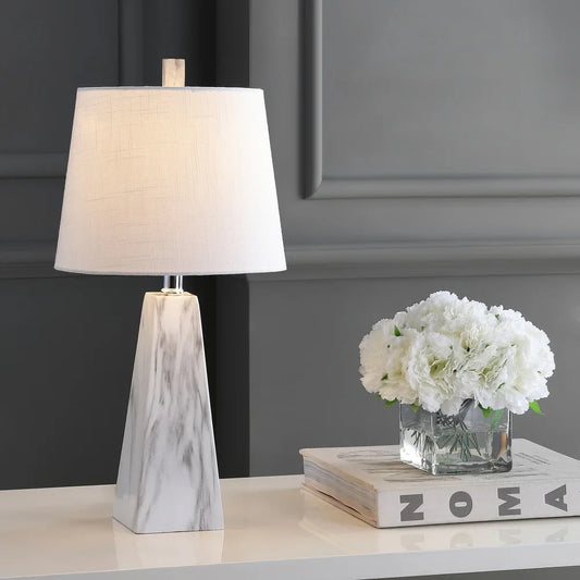 Gabrielle 20.5" Resin LED Table Lamp, White Marble Finish by JONATHAN Y - 20.50