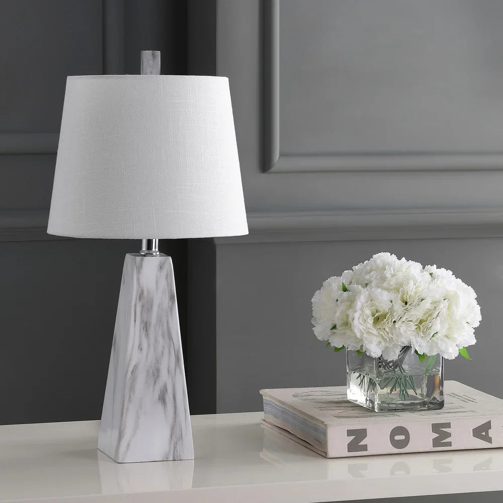 Gabrielle 20.5" Resin LED Table Lamp, White Marble Finish by JONATHAN Y - 20.50