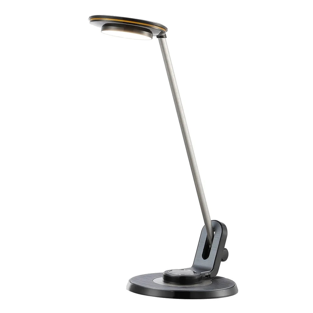 Gaines 18.5" Aluminum Contemporary Minimalist Adjustable Dimmable USB Charging LED Task Lamp, Black by JONATHAN Y