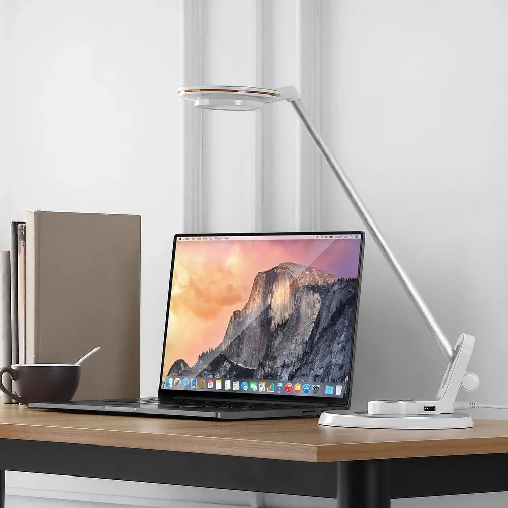 Gaines 18.5" Aluminum Contemporary Minimalist Adjustable Dimmable USB Charging LED Task Lamp, Black by JONATHAN Y