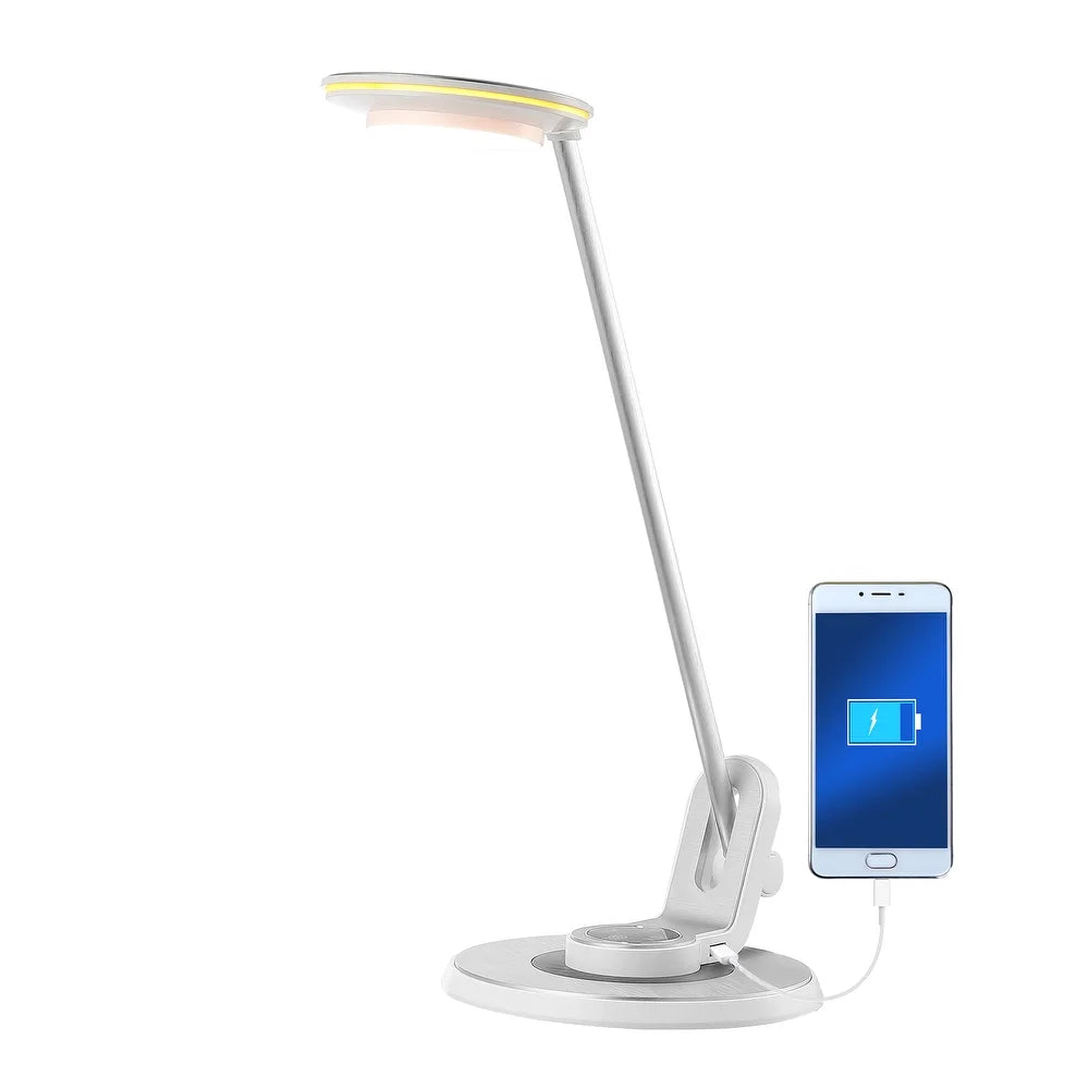 Gaines 18.5" Aluminum Contemporary Minimalist Adjustable Dimmable USB Charging LED Task Lamp, Black by JONATHAN Y