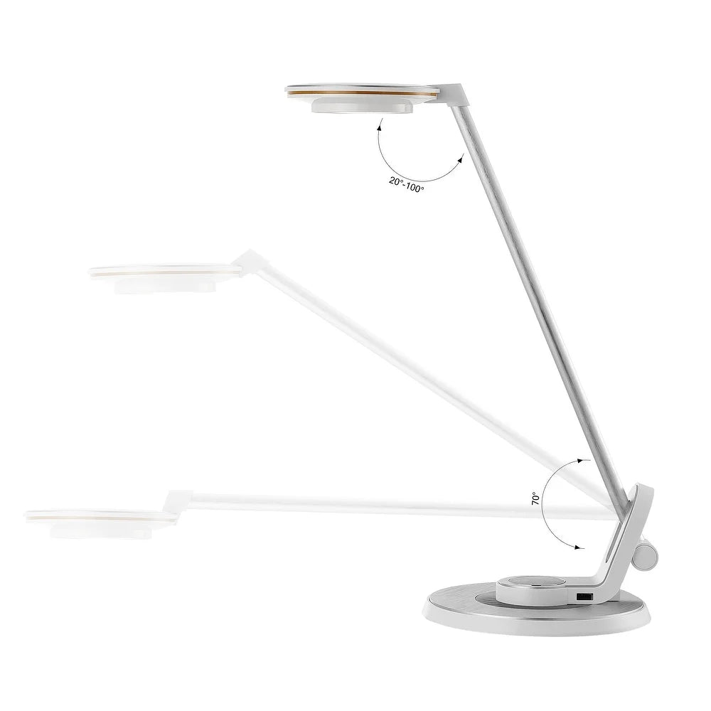 Gaines 18.5" Aluminum Contemporary Minimalist Adjustable Dimmable USB Charging LED Task Lamp, Black by JONATHAN Y