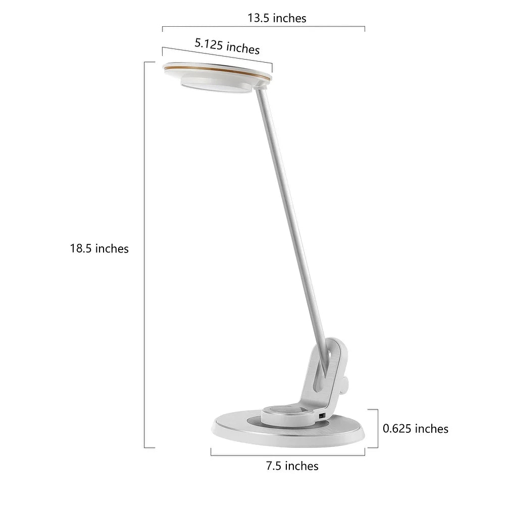 Gaines 18.5" Aluminum Contemporary Minimalist Adjustable Dimmable USB Charging LED Task Lamp, Black by JONATHAN Y