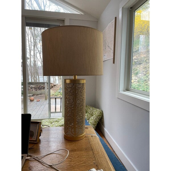 Gains White Washed Gold Table Lamp