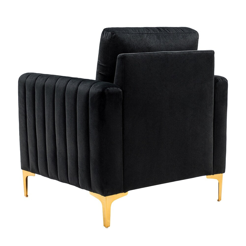 Ganymedes Contemporary Velvet Accent Arm Chair with Golden Legs