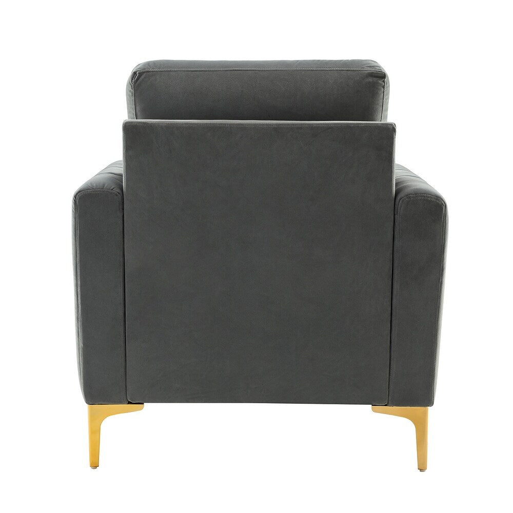 Ganymedes Contemporary Velvet Accent Arm Chair with Golden Legs