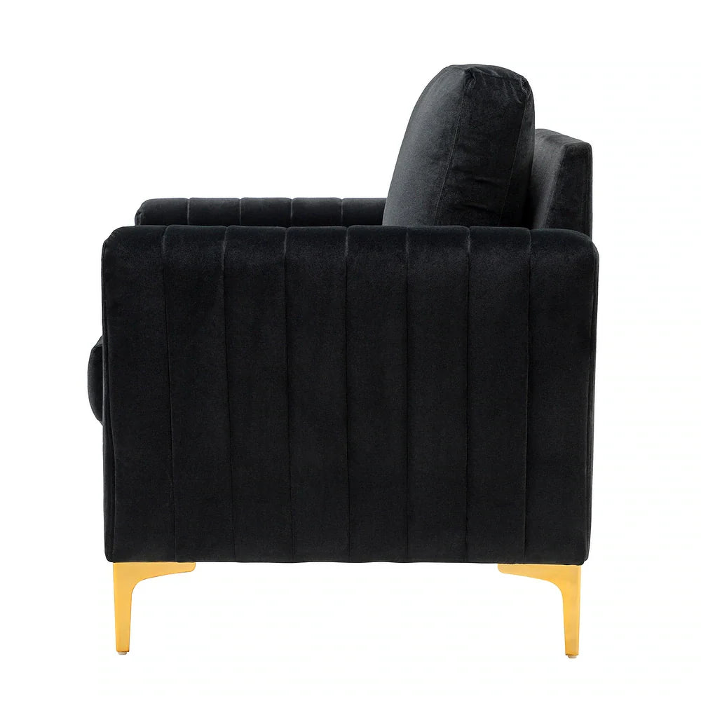 Ganymedes Contemporary Velvet Accent Arm Chair with Golden Legs