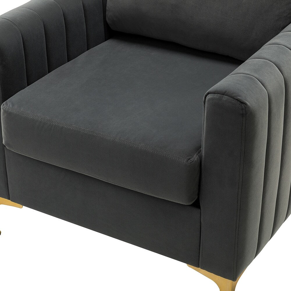 Ganymedes Contemporary Velvet Accent Arm Chair with Golden Legs