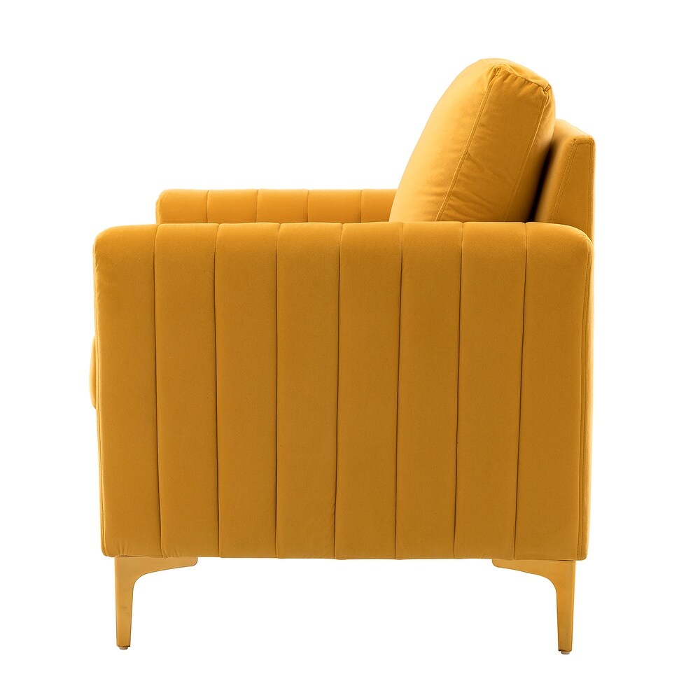 Ganymedes Contemporary Velvet Accent Arm Chair with Golden Legs