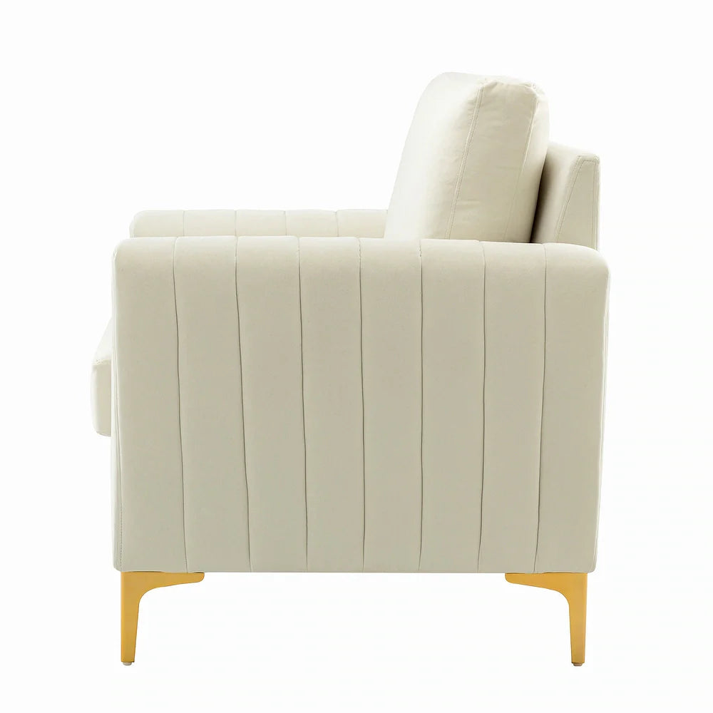 Ganymedes Contemporary Velvet Accent Arm Chair with Golden Legs