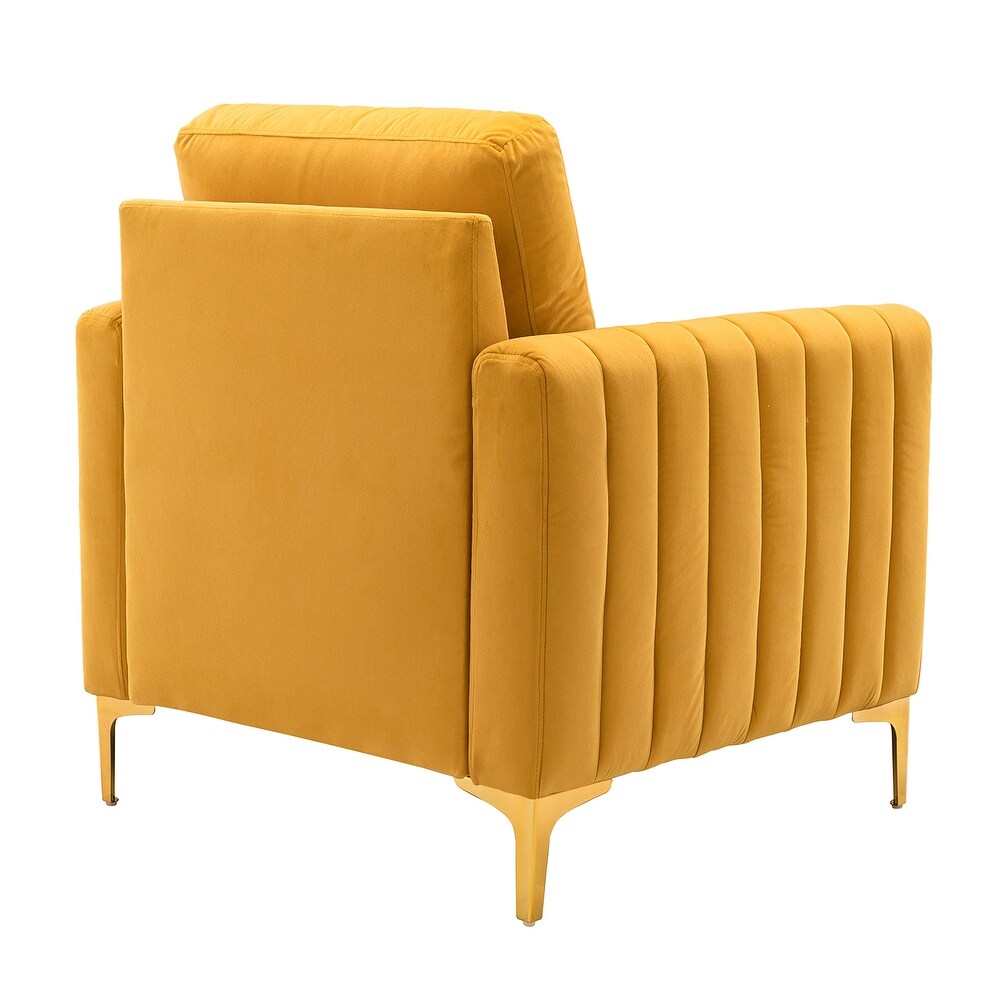 Ganymedes Contemporary Velvet Accent Arm Chair with Golden Legs