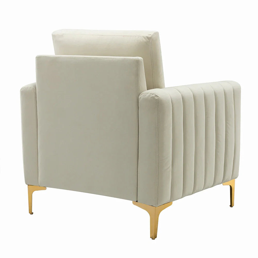 Ganymedes Contemporary Velvet Accent Arm Chair with Golden Legs