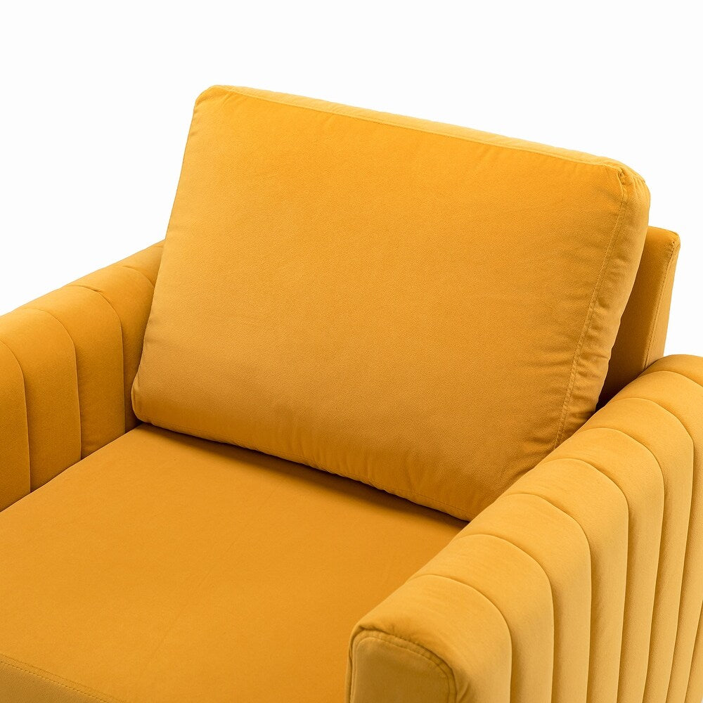 Ganymedes Contemporary Velvet Accent Arm Chair with Golden Legs