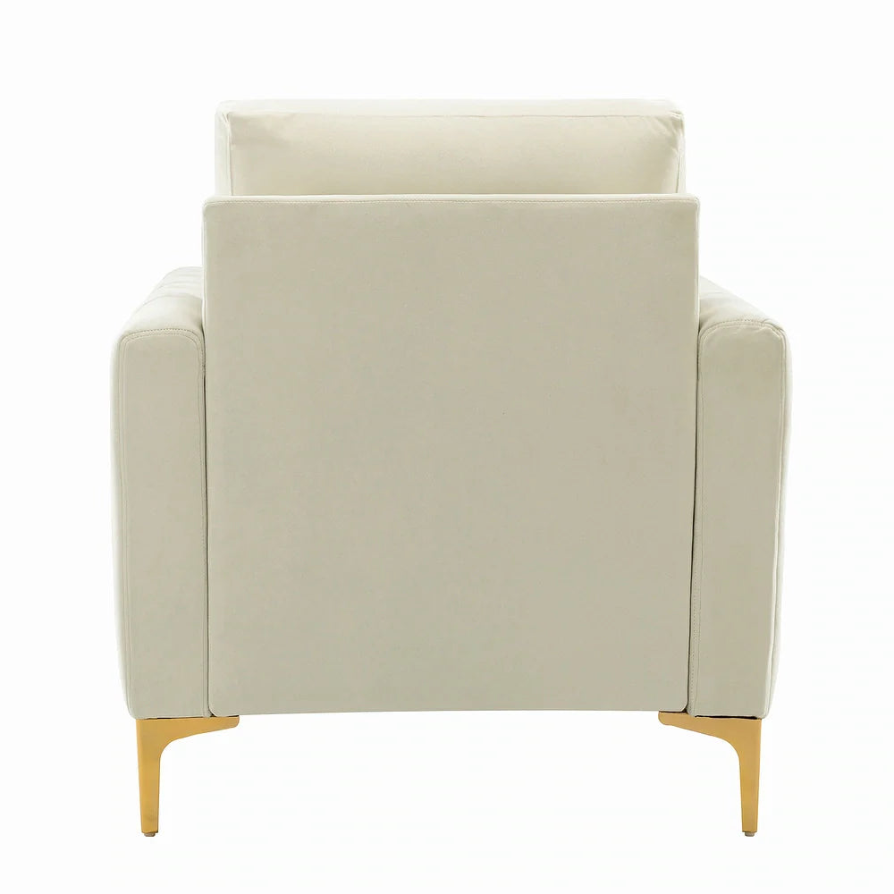 Ganymedes Contemporary Velvet Accent Arm Chair with Golden Legs