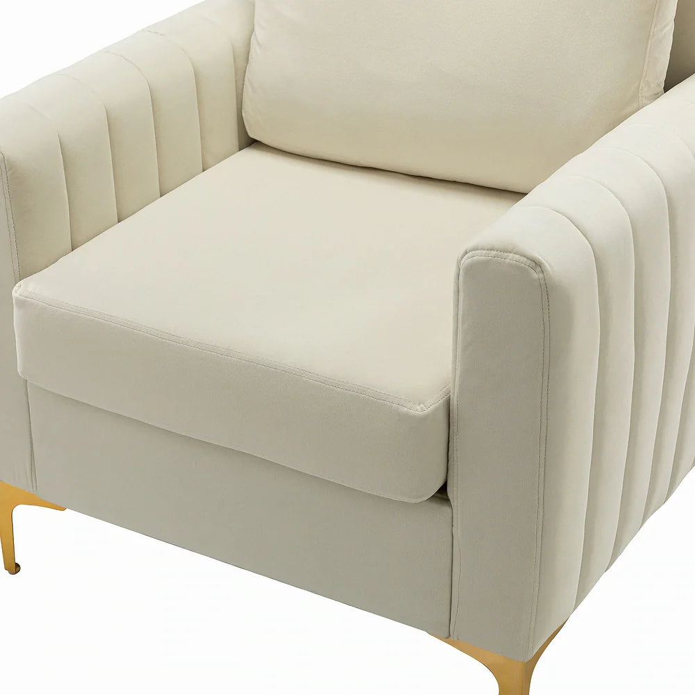 Ganymedes Contemporary Velvet Accent Arm Chair with Golden Legs