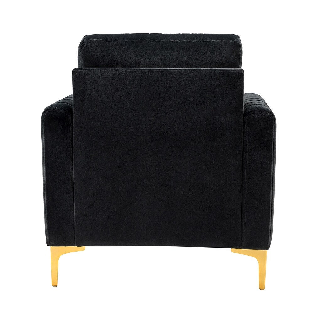 Ganymedes Contemporary Velvet Accent Arm Chair with Golden Legs