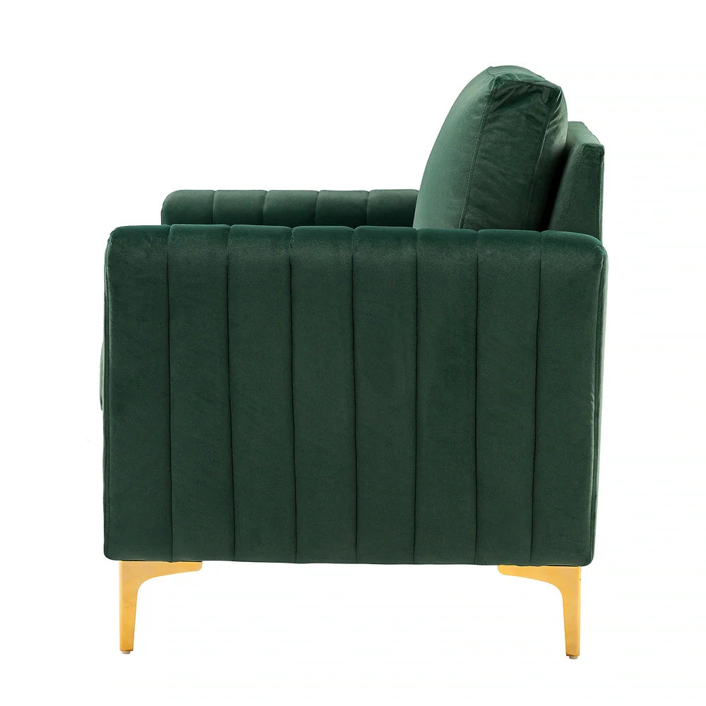 Ganymedes Contemporary Velvet Accent Arm Chair with Golden Legs