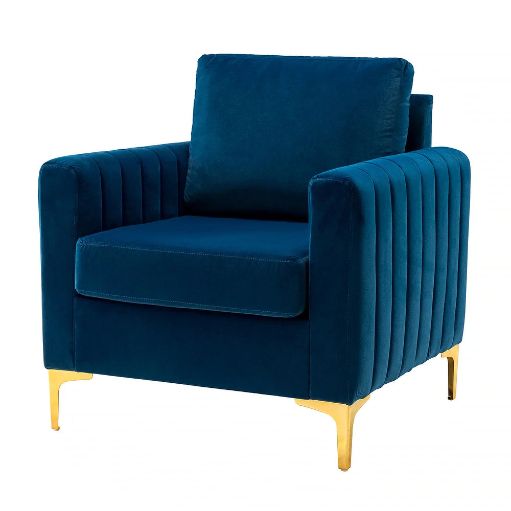 Ganymedes Contemporary Velvet Accent Arm Chair with Golden Legs