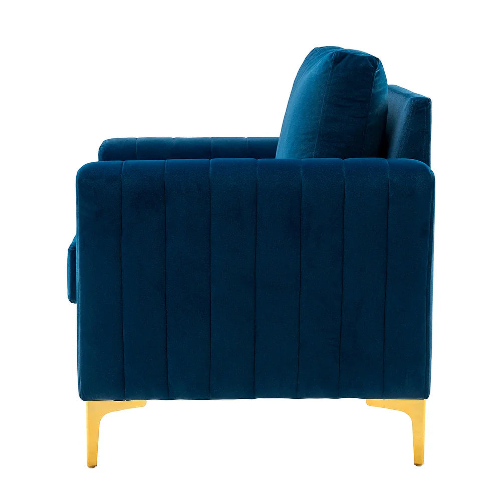 Ganymedes Contemporary Velvet Accent Arm Chair with Golden Legs