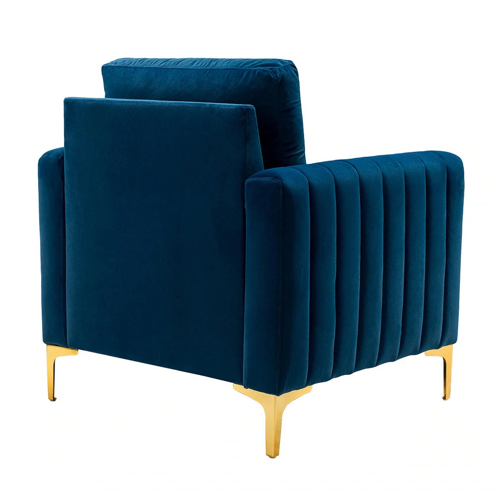 Ganymedes Contemporary Velvet Accent Arm Chair with Golden Legs