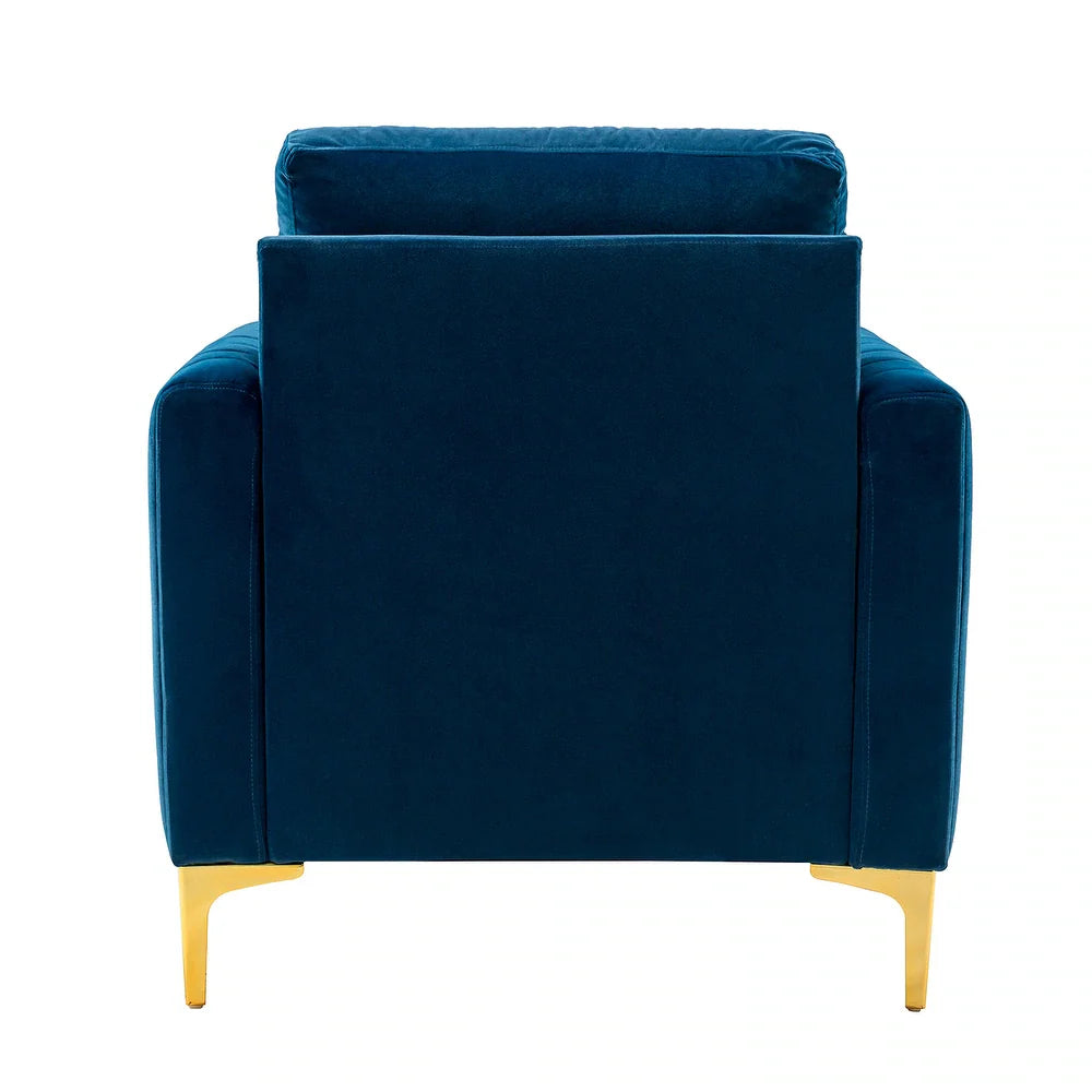 Ganymedes Contemporary Velvet Accent Arm Chair with Golden Legs