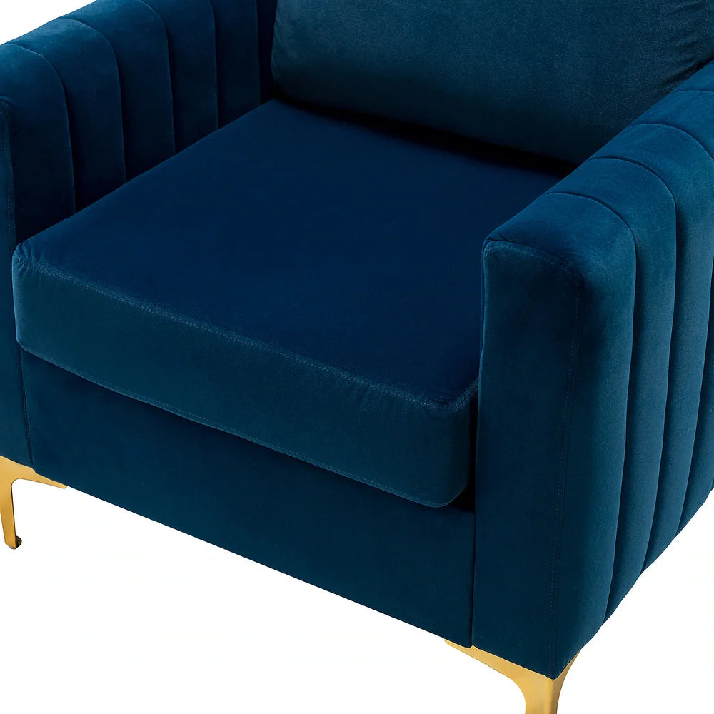 Ganymedes Contemporary Velvet Accent Arm Chair with Golden Legs