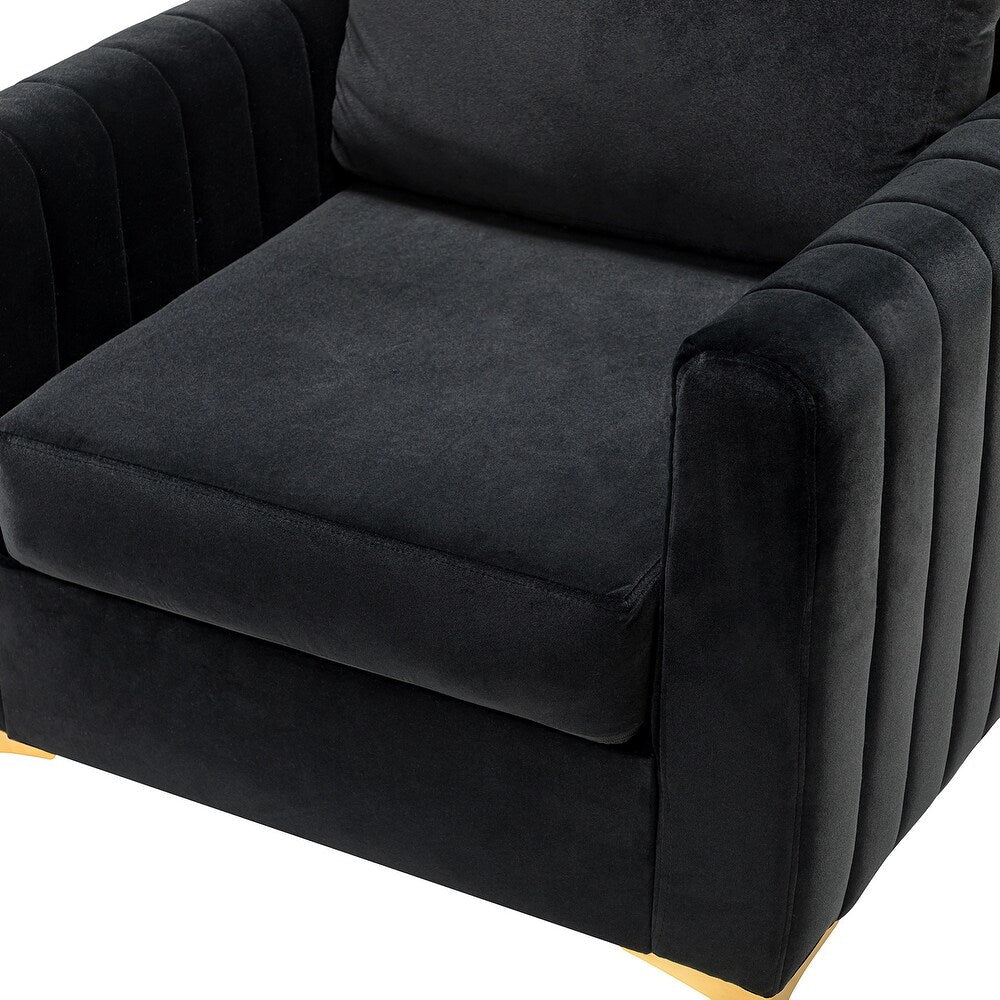 Ganymedes Contemporary Velvet Accent Arm Chair with Golden Legs