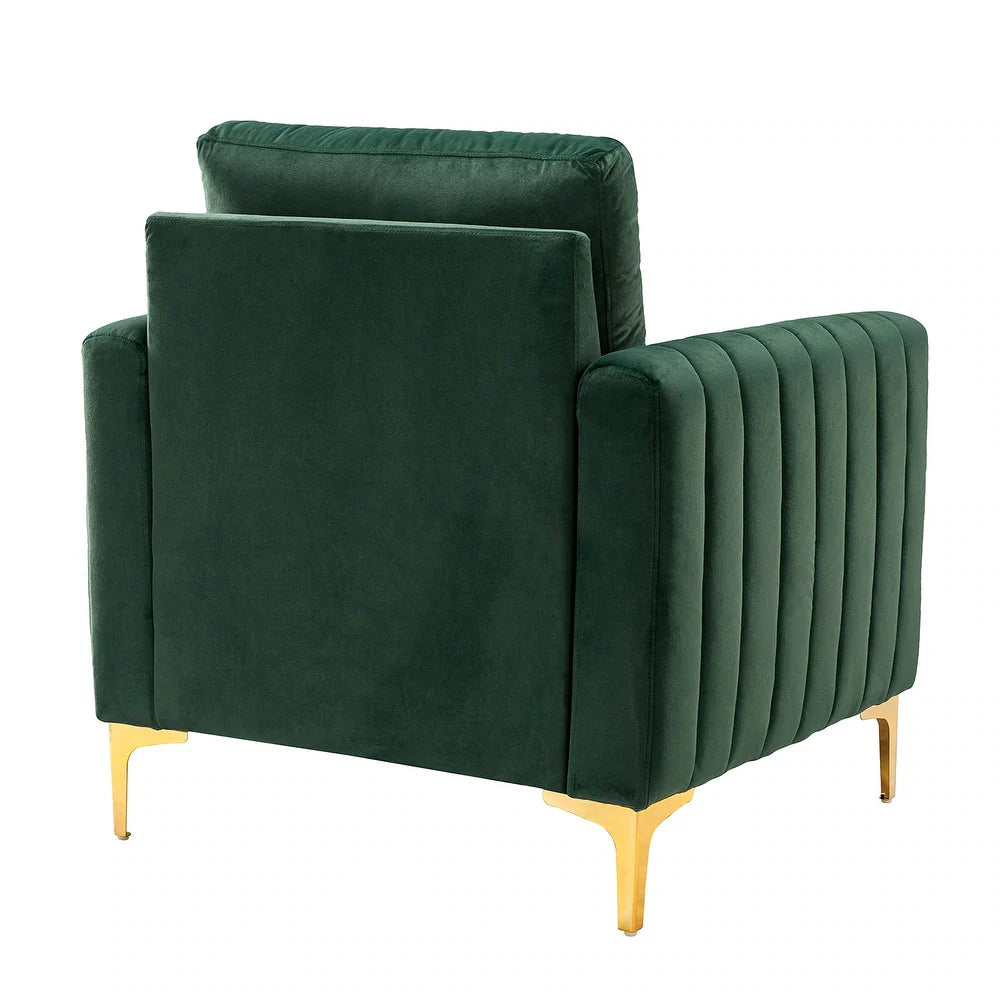 Ganymedes Contemporary Velvet Accent Arm Chair with Golden Legs