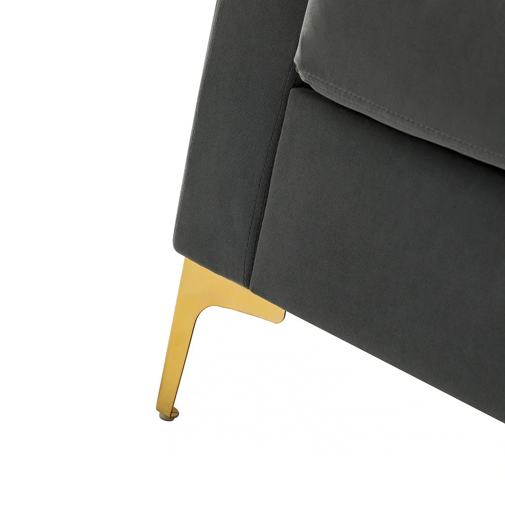 Ganymedes Contemporary Velvet Accent Arm Chair with Golden Legs