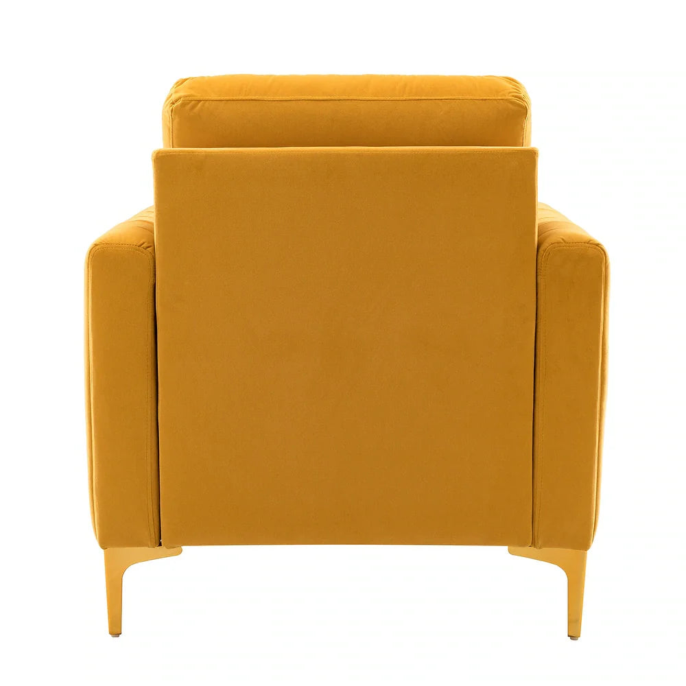 Ganymedes Contemporary Velvet Accent Arm Chair with Golden Legs