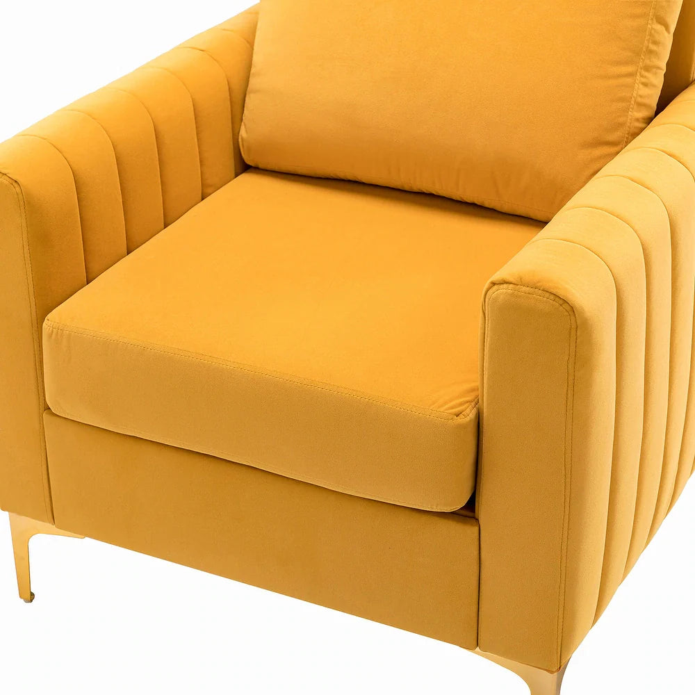 Ganymedes Contemporary Velvet Accent Arm Chair with Golden Legs