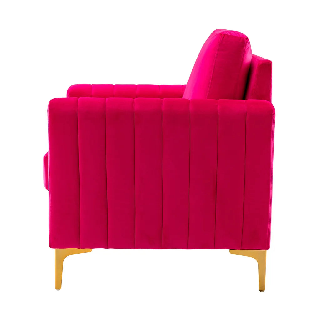 Ganymedes Contemporary Velvet Accent Arm Chair with Golden Legs