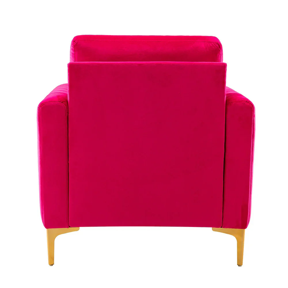 Ganymedes Contemporary Velvet Accent Arm Chair with Golden Legs