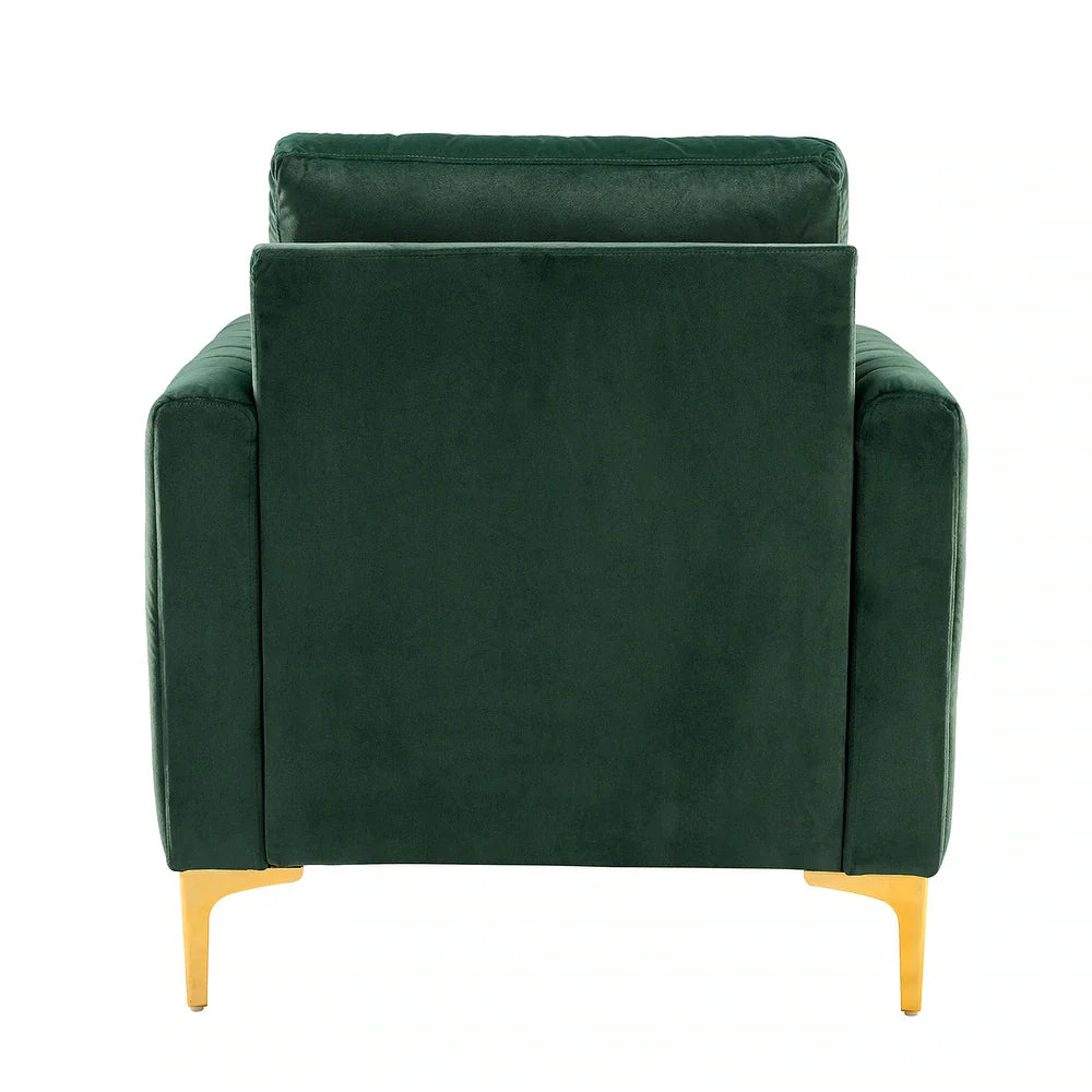 Ganymedes Contemporary Velvet Accent Arm Chair with Golden Legs