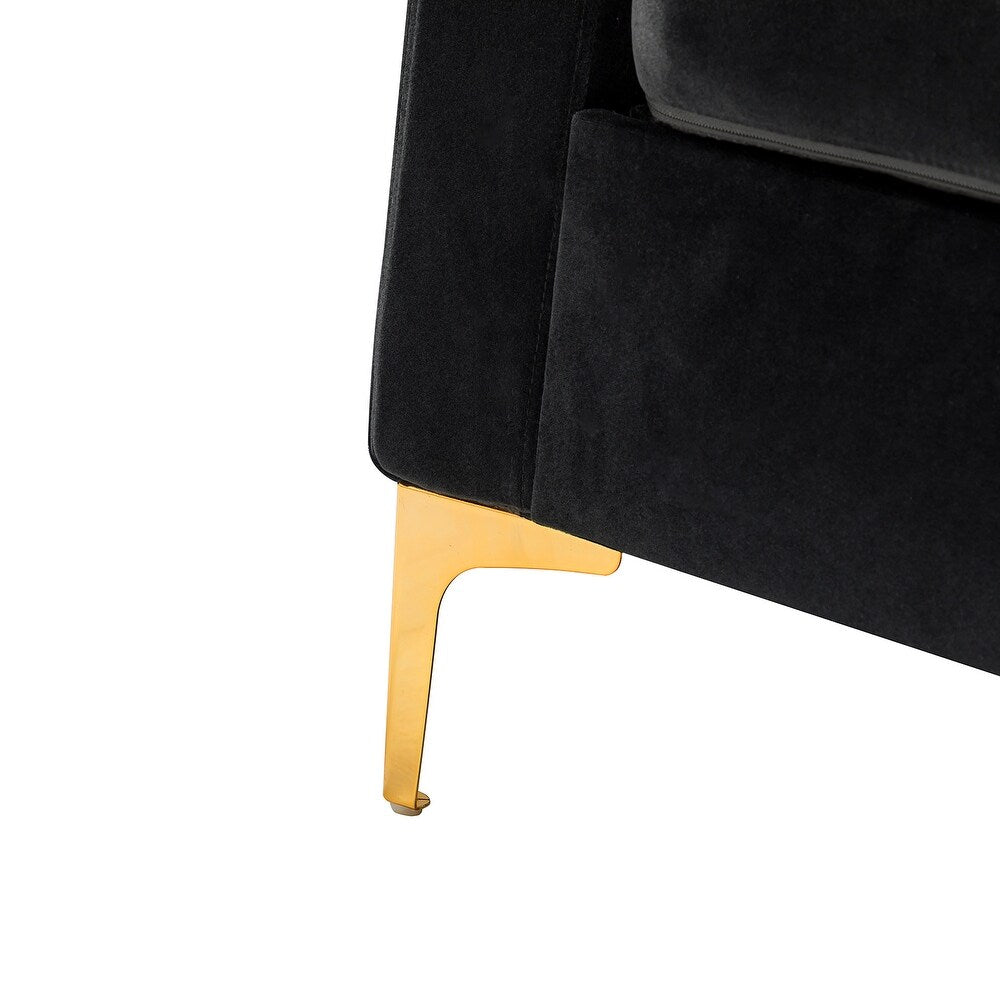 Ganymedes Contemporary Velvet Accent Arm Chair with Golden Legs