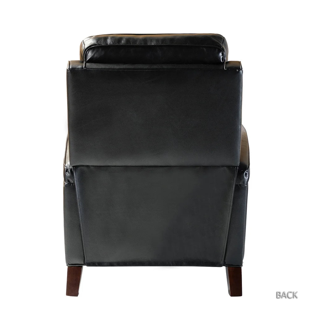 Gaspar Mid-Century Modern Genuine Leather Pushback Recliner with Wood legs Set of 2