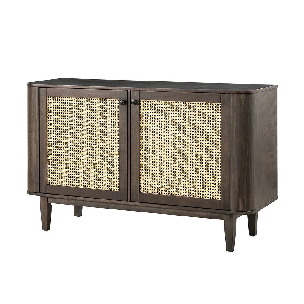 Gaspare Multifunctional Buffet Sideboard Cabinet with Rattan Design