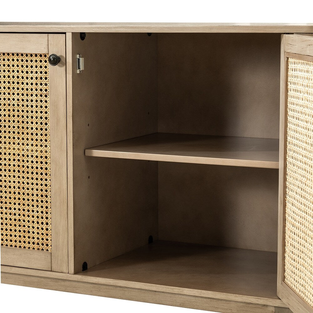 Gaspare Multifunctional Buffet Sideboard Cabinet with Rattan Design