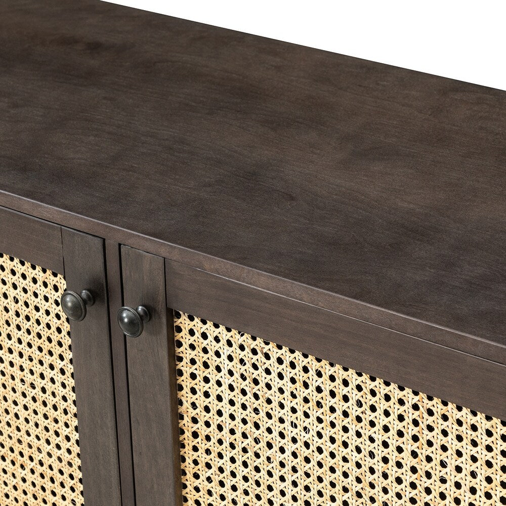 Gaspare Multifunctional Buffet Sideboard Cabinet with Rattan Design