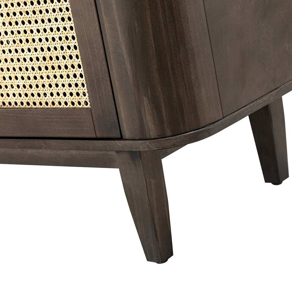 Gaspare Multifunctional Buffet Sideboard Cabinet with Rattan Design