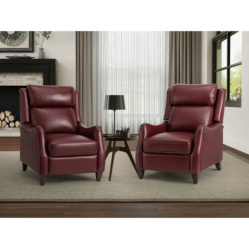 Gaston Genuine Leather Recliner with Nailhead Trims Set of 2